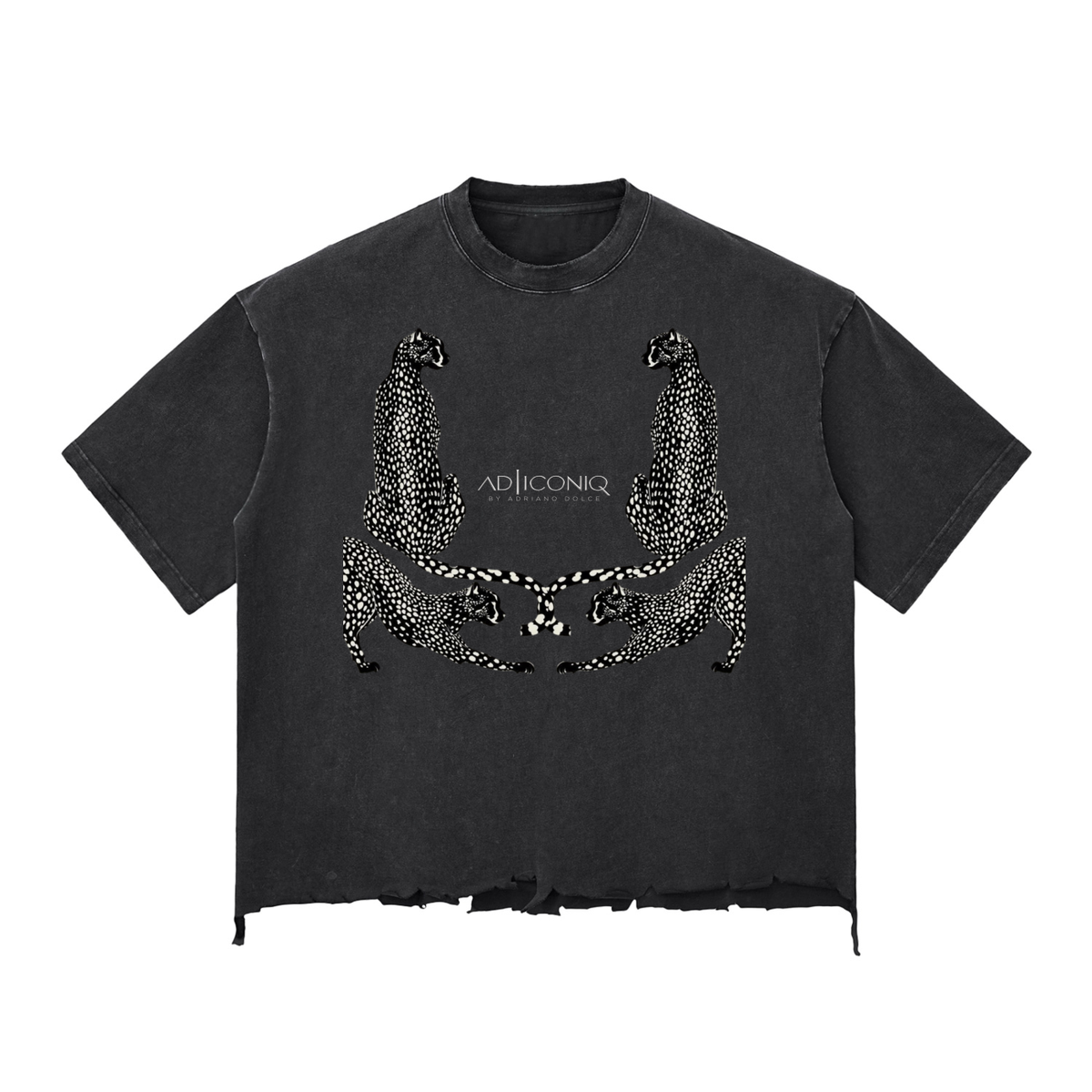 OBSIDIAN — Snow-Wash Raw-Hem Boxy Tee