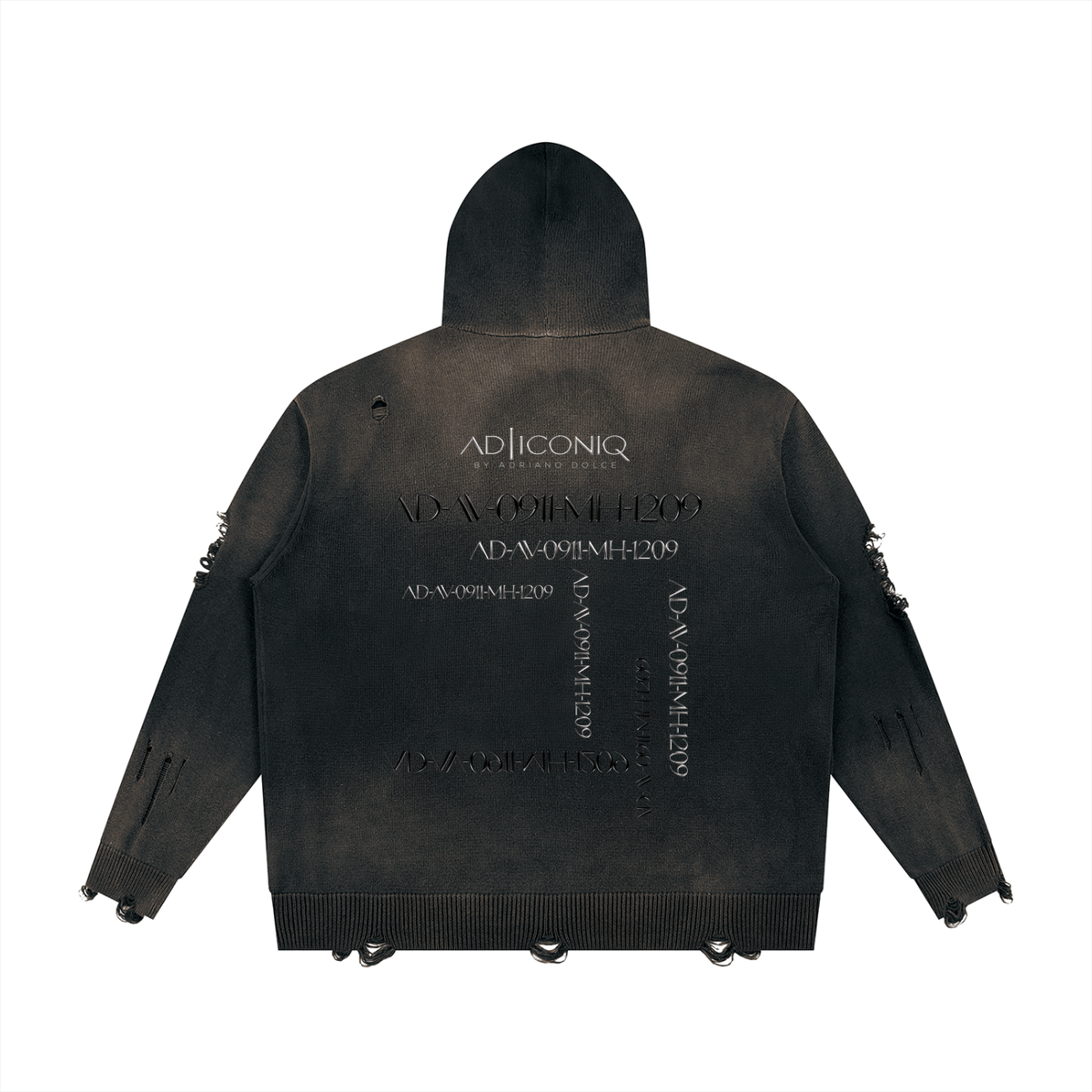 Distressed Full-Zip Hooded Sweater