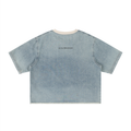 INDIGO — Raw-Hem Denim Boxy Tee