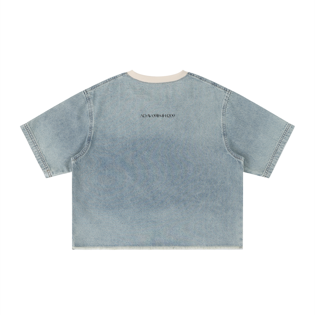 INDIGO — Raw-Hem Denim Boxy Tee