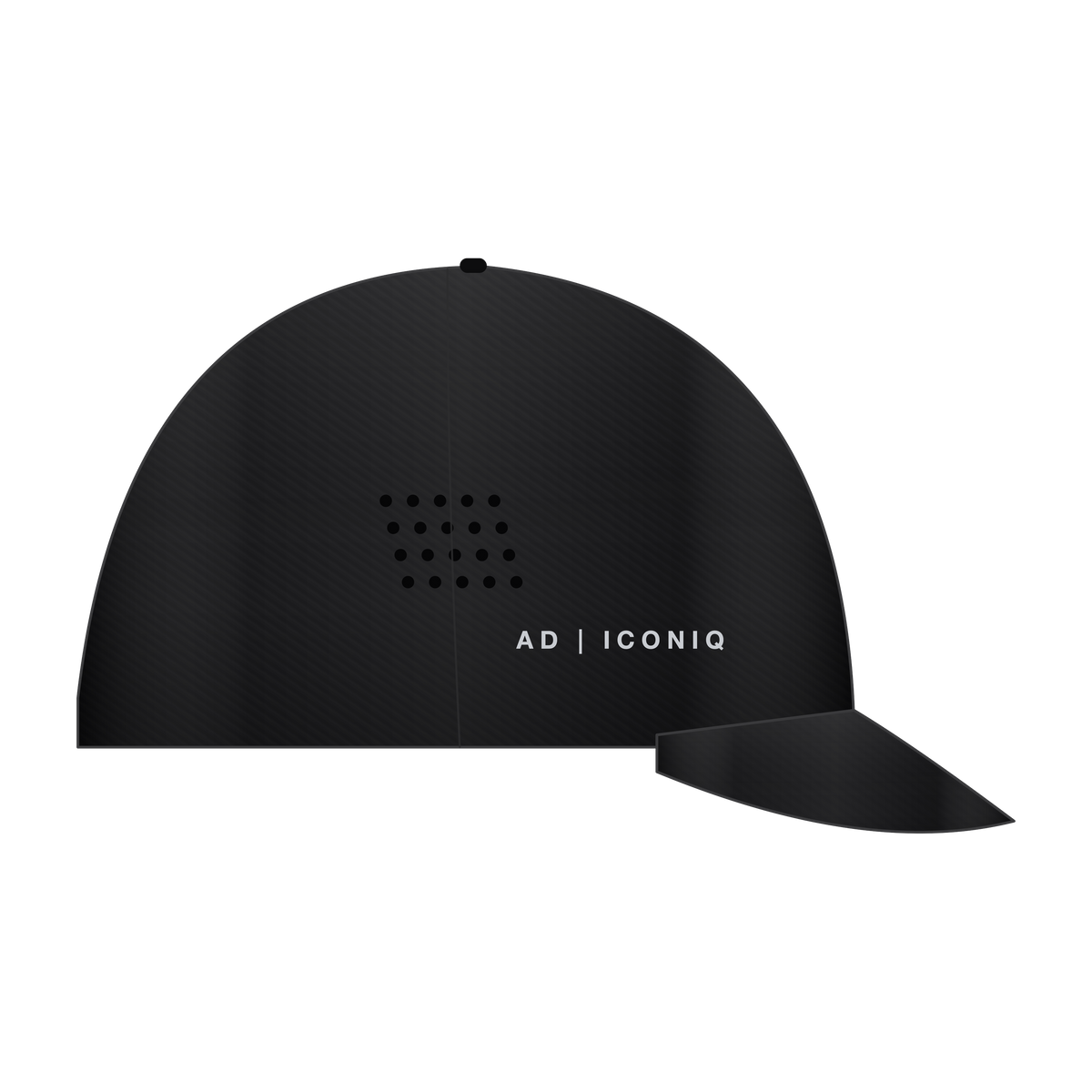 AD | ICONIQ MONOLITH-01 Technical Lightweight Cap — Void Black — right, pre-production visual