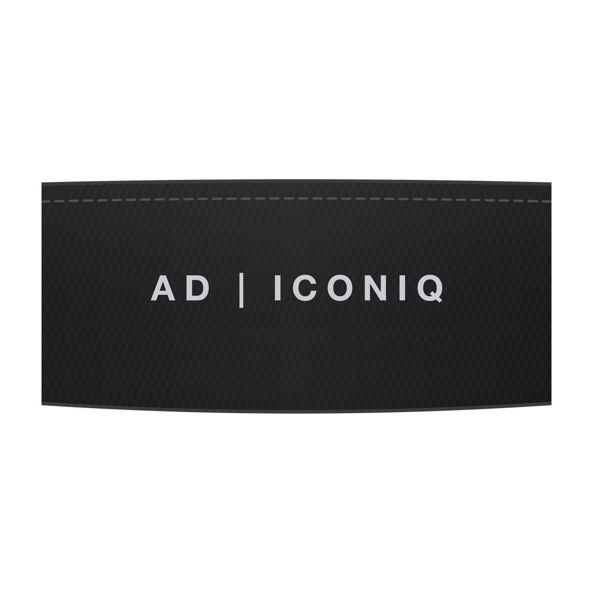 AD | ICONIQ VOID-W01 Studio-to-Track Headband — Void Black — branding detail, pre-production visual