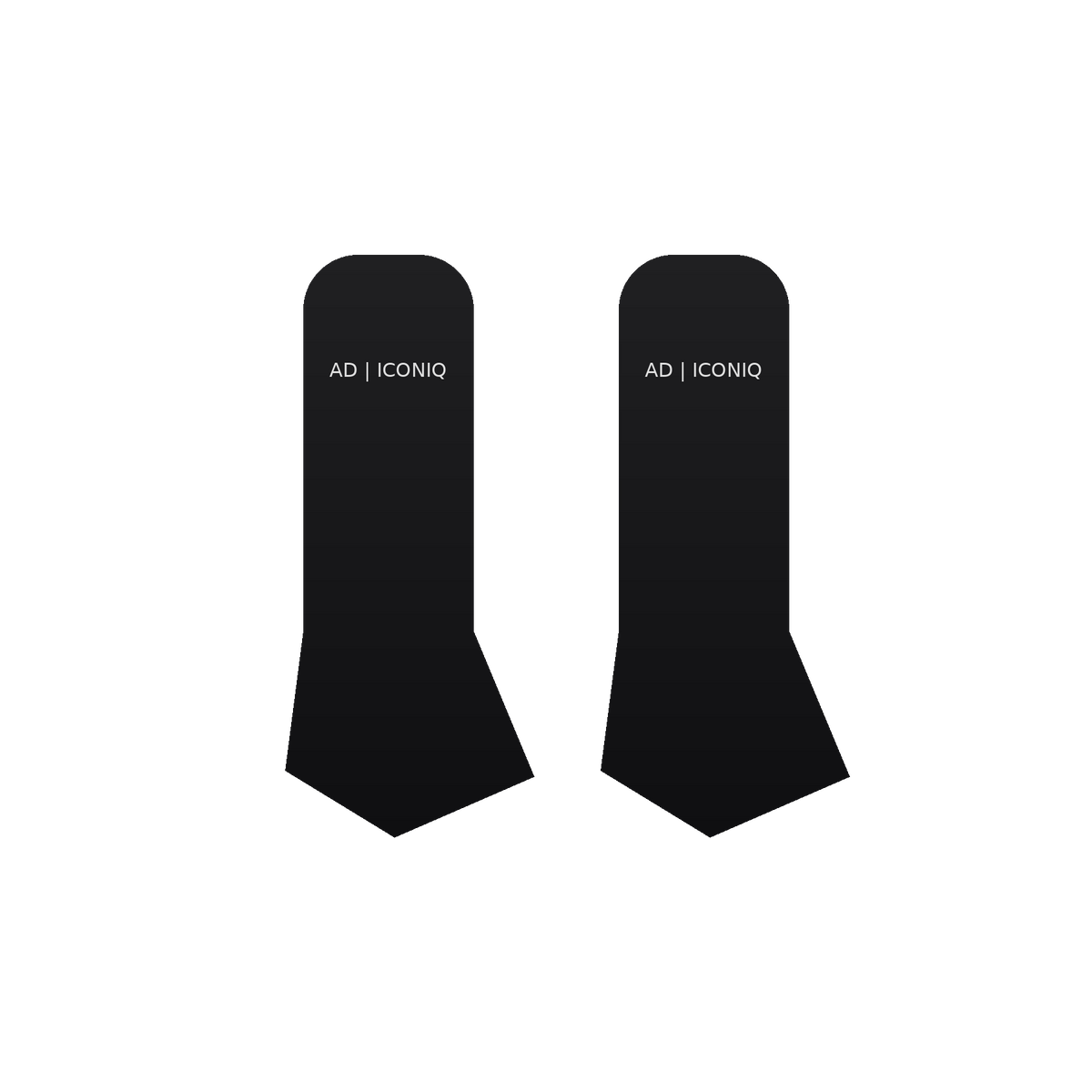 AD ICONIQ AERO-W02 Ankle Tab Performance Sock 2 Pack, front transparent pre-production mockup