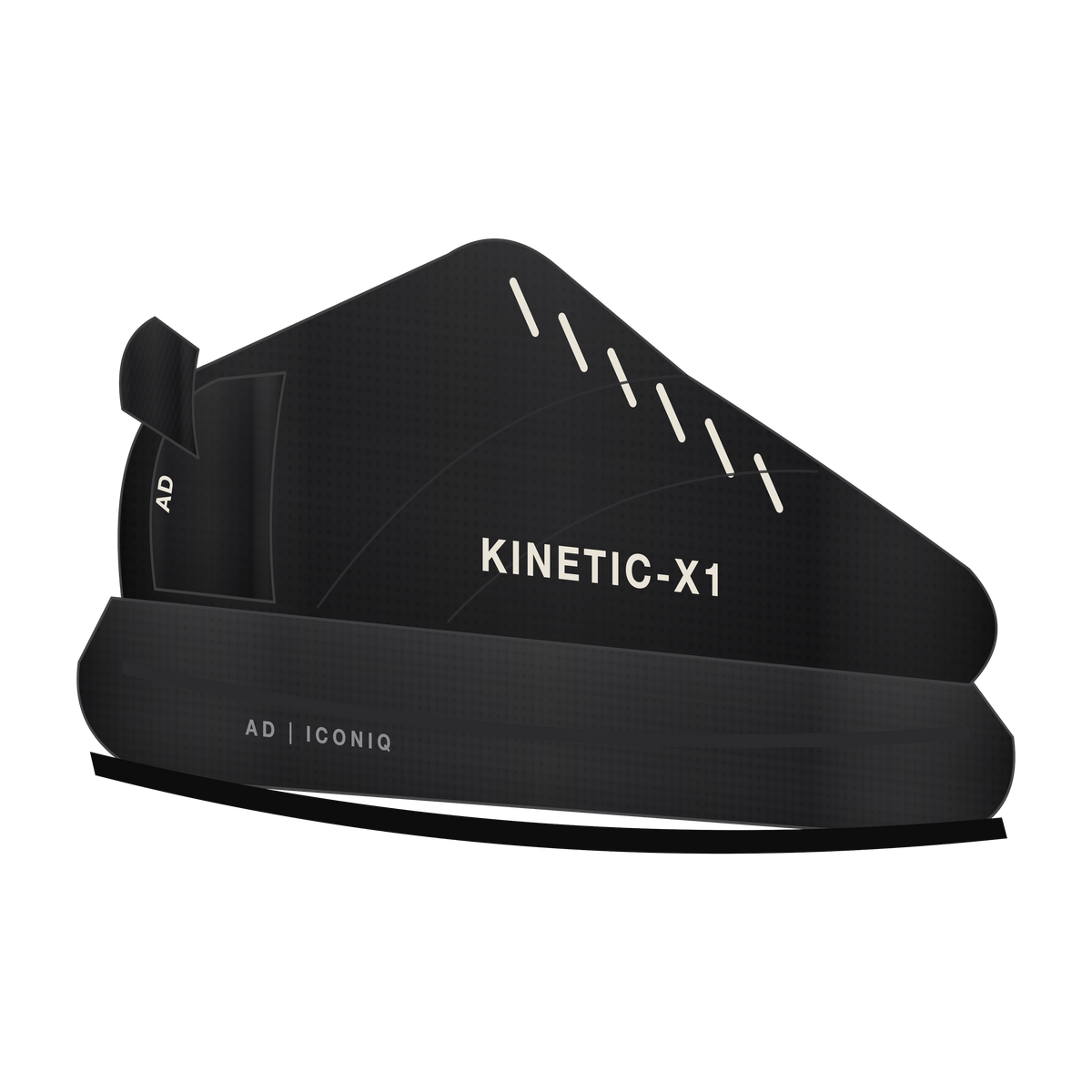 AD | ICONIQ KINETIC-X1 Carbon Strata Road Racer — Void Monolith — rear 3/4, pre-production visual