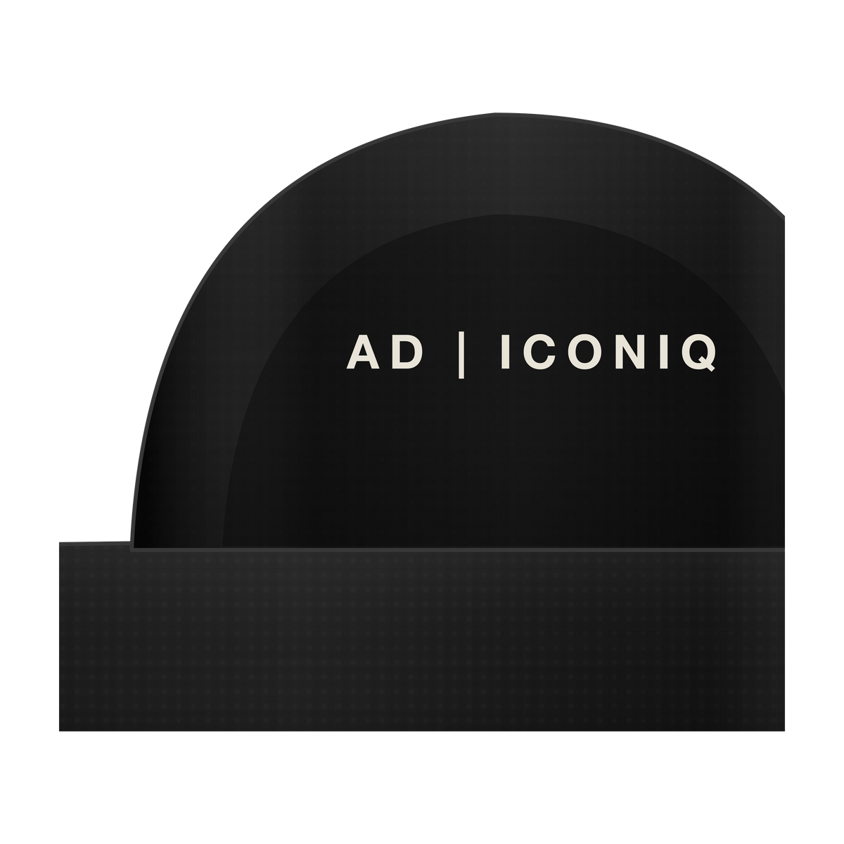 AD | ICONIQ VOID-R1 Sculptural Recovery Slide — Pitch Black — upper detail, pre-production visual
