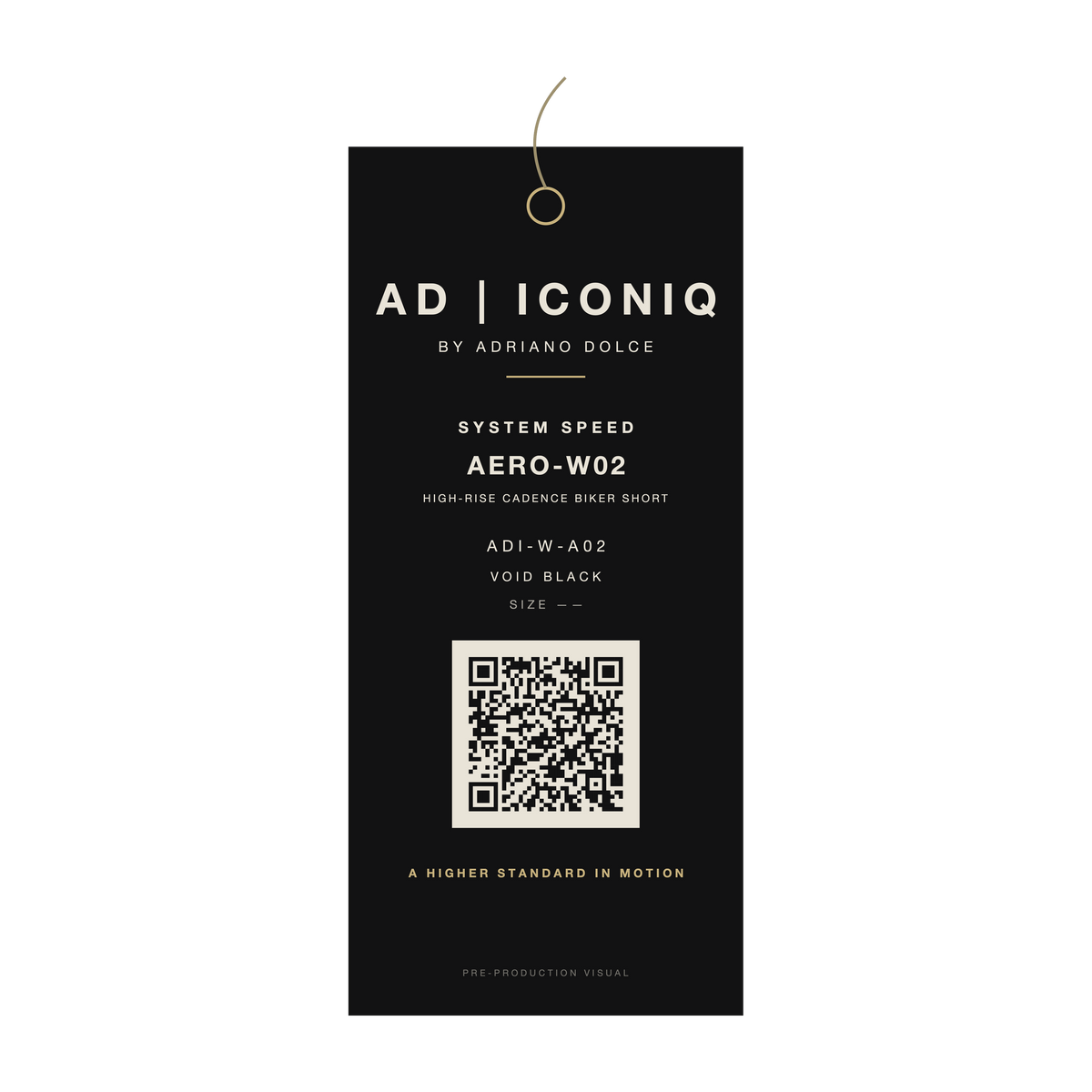 AD | ICONIQ AERO-W02 — proposed hangtag, pre-production visual