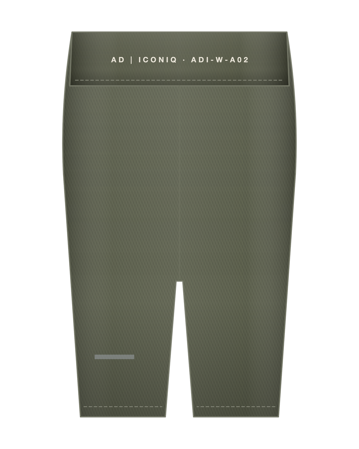 AD | ICONIQ AERO-W02 High-Rise Cadence Biker Short — Slate Olive — back, pre-production visual