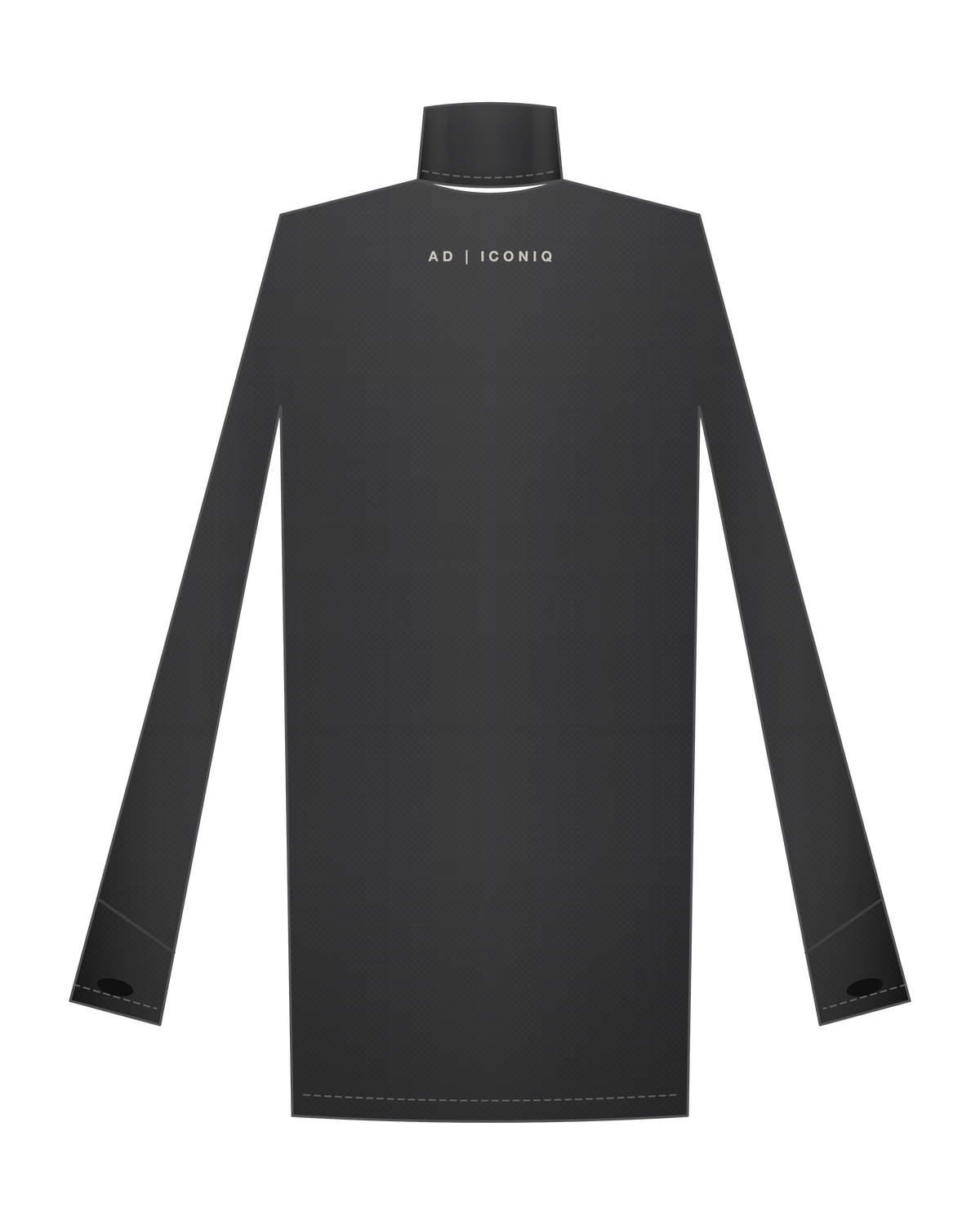 AD | ICONIQ STATIC-W01 Longsleeve Second-Skin Mockneck — Mineral Wash Black — back, pre-production visual
