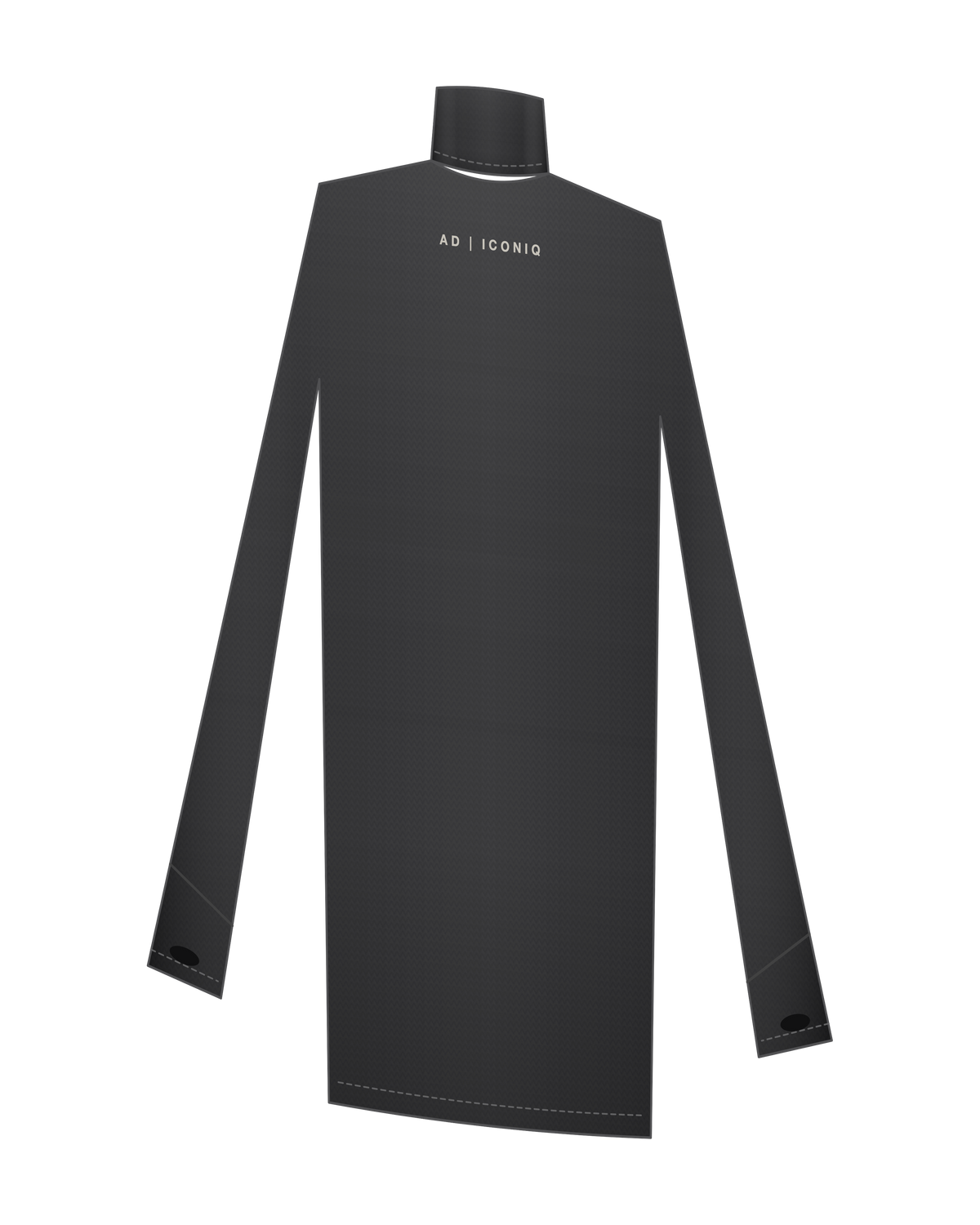 AD | ICONIQ STATIC-W01 Longsleeve Second-Skin Mockneck — Mineral Wash Black — back 3/4, pre-production visual