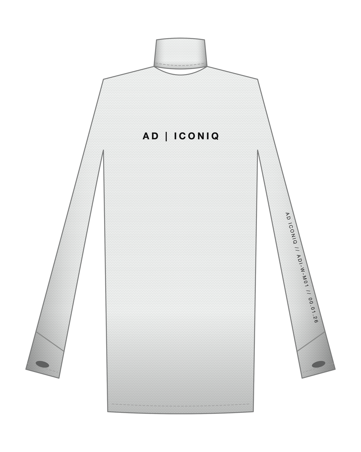 AD | ICONIQ STATIC-W01 Longsleeve Second-Skin Mockneck — Glacial White — front, pre-production visual
