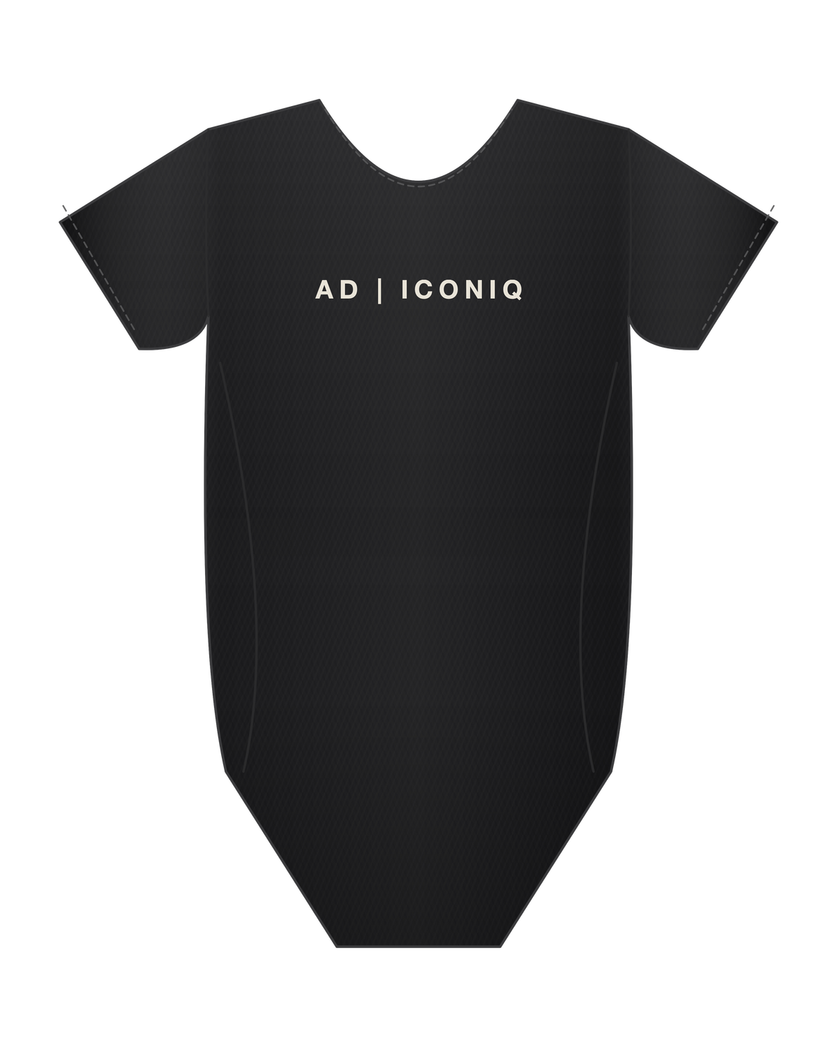 AD | ICONIQ STATIC-W02 Unit-01 Aerodynamic Bodysuit — Void Black — front, pre-production visual