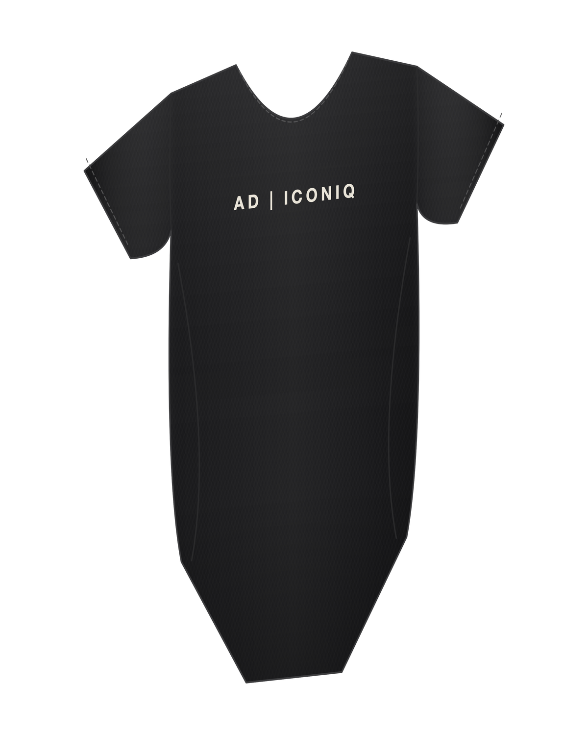 AD | ICONIQ STATIC-W02 Unit-01 Aerodynamic Bodysuit — Void Black — front 3/4, pre-production visual
