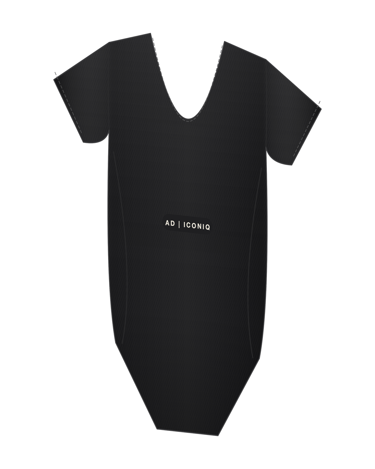 AD | ICONIQ STATIC-W02 Unit-01 Aerodynamic Bodysuit — Void Black — back 3/4, pre-production visual