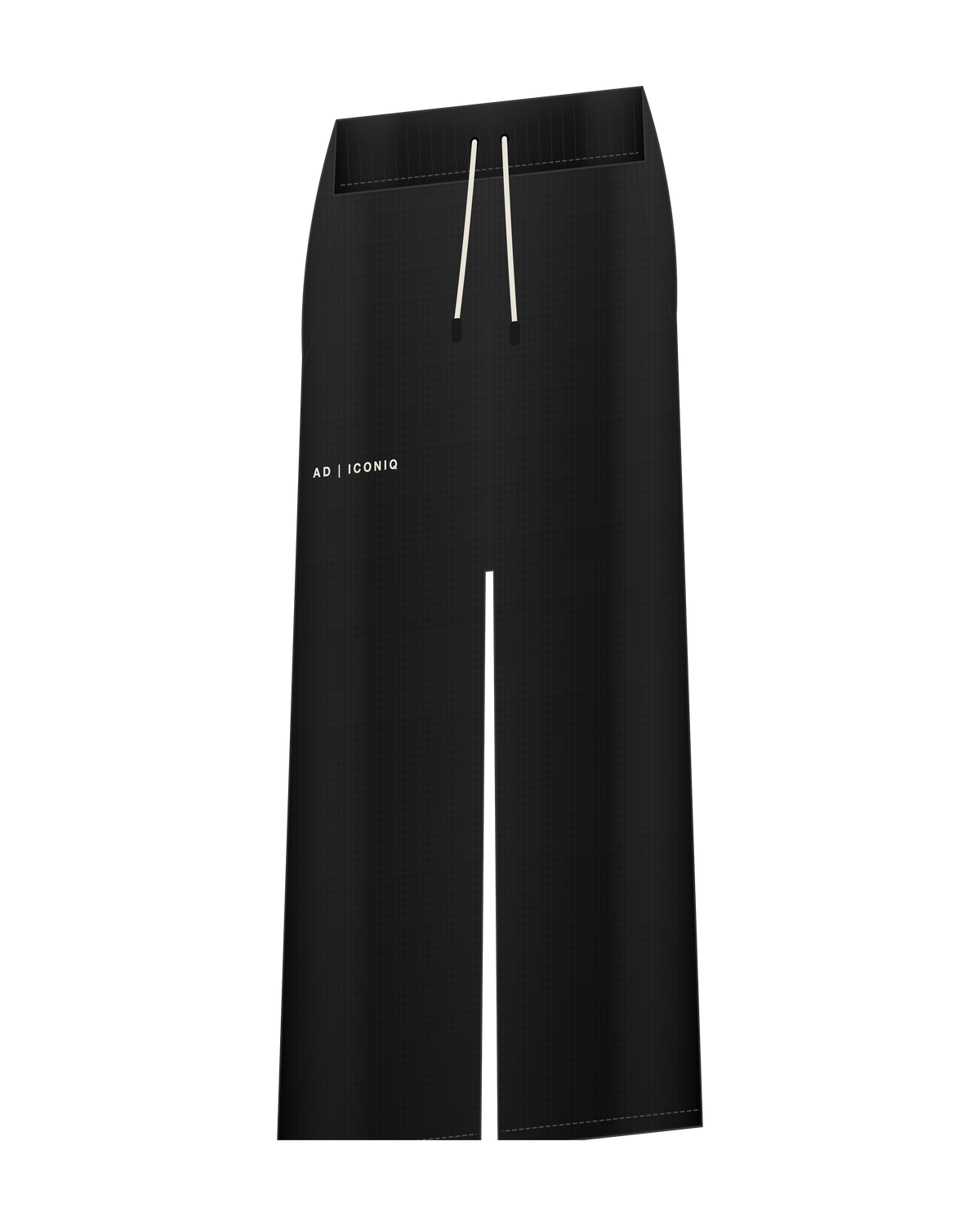 AD | ICONIQ VOID-W02 Wide-Leg Relaxed Lounge Pant — Pitch Black — front 3/4, pre-production visual