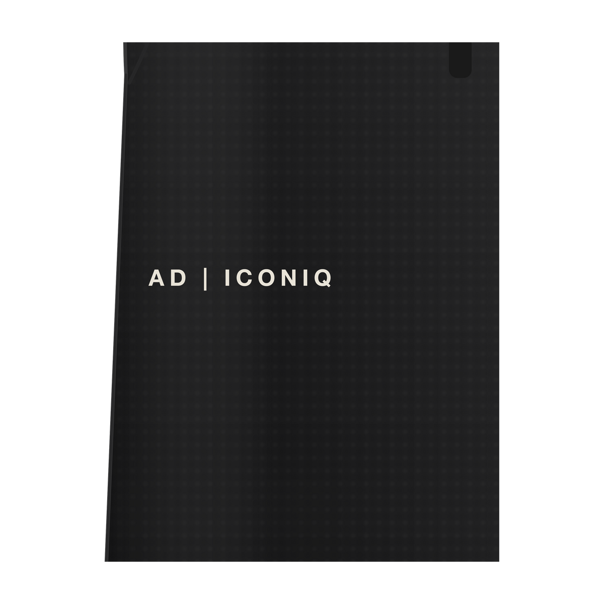 AD | ICONIQ VOID-W02 Wide-Leg Relaxed Lounge Pant — Pitch Black — branding detail, pre-production visual