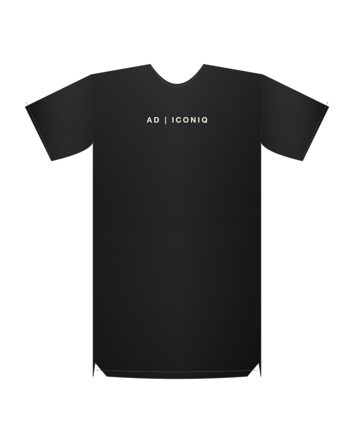 AD | ICONIQ AERO-01 Raw-Edge Tech Shell Short Sleeve — Void Black — front, transparent pre-production visual (not a manufacturer render)