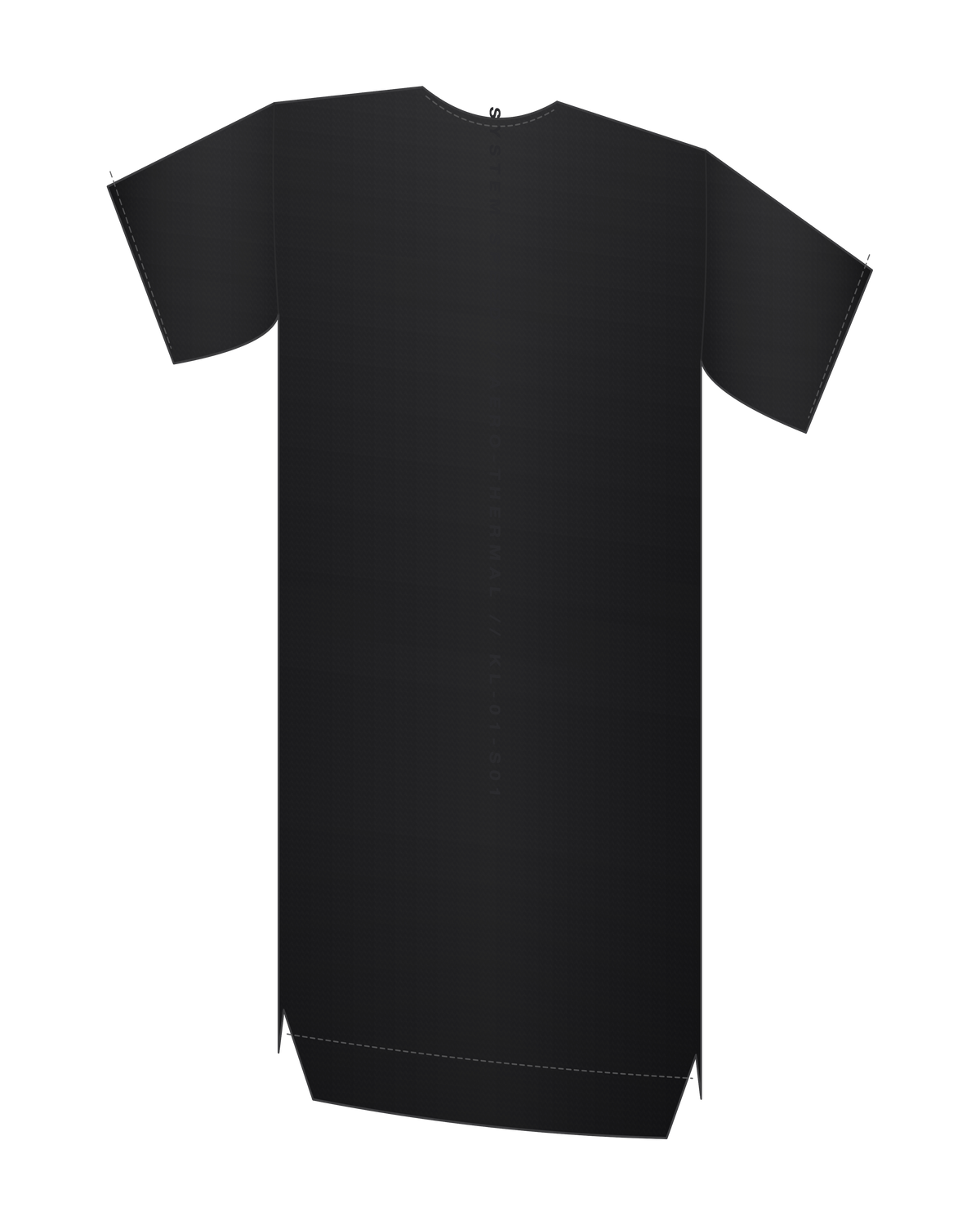 AD | ICONIQ AERO-01 Raw-Edge Tech Shell Short Sleeve — Void Black — back 3/4, pre-production visual