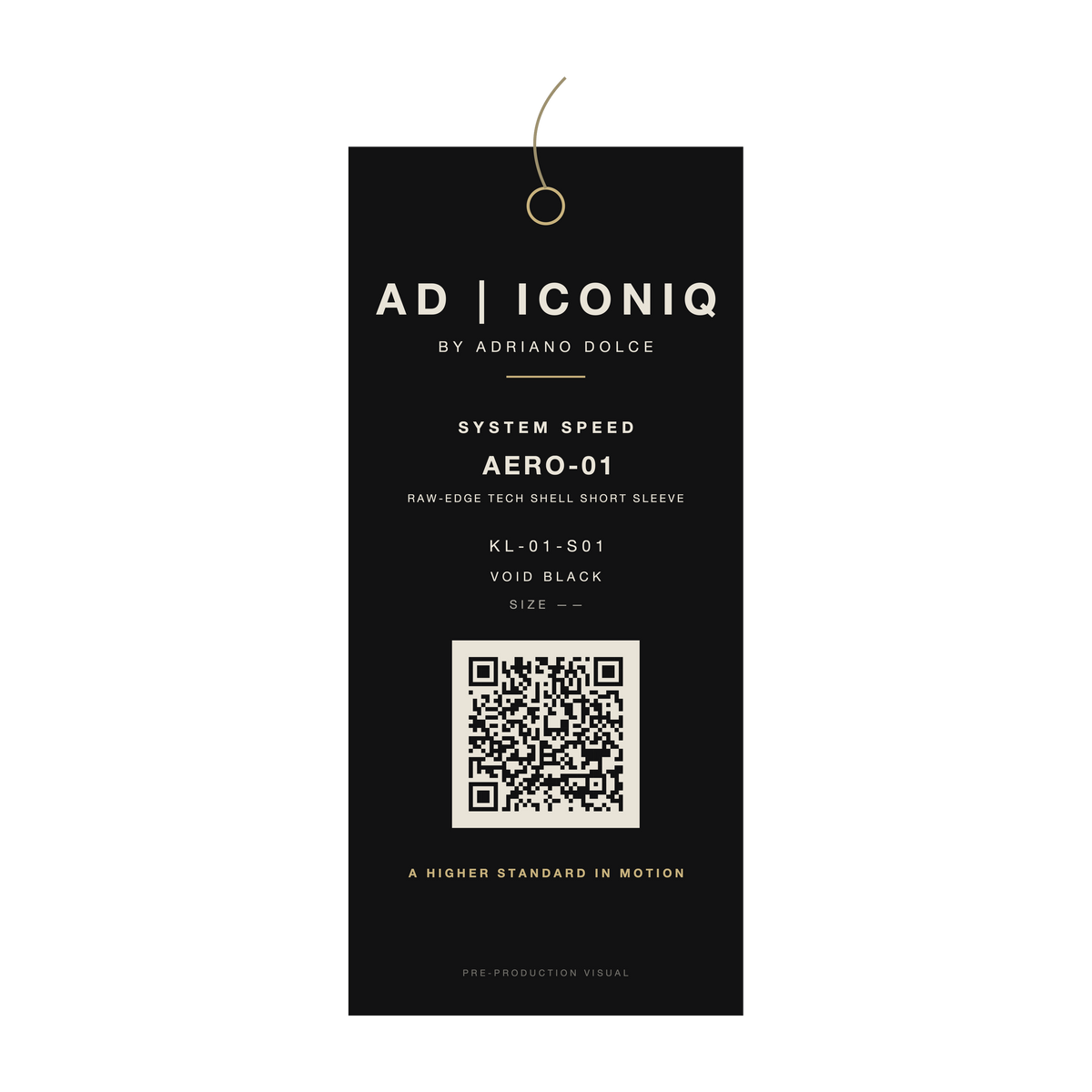 AD | ICONIQ AERO-01 — proposed hangtag, pre-production visual