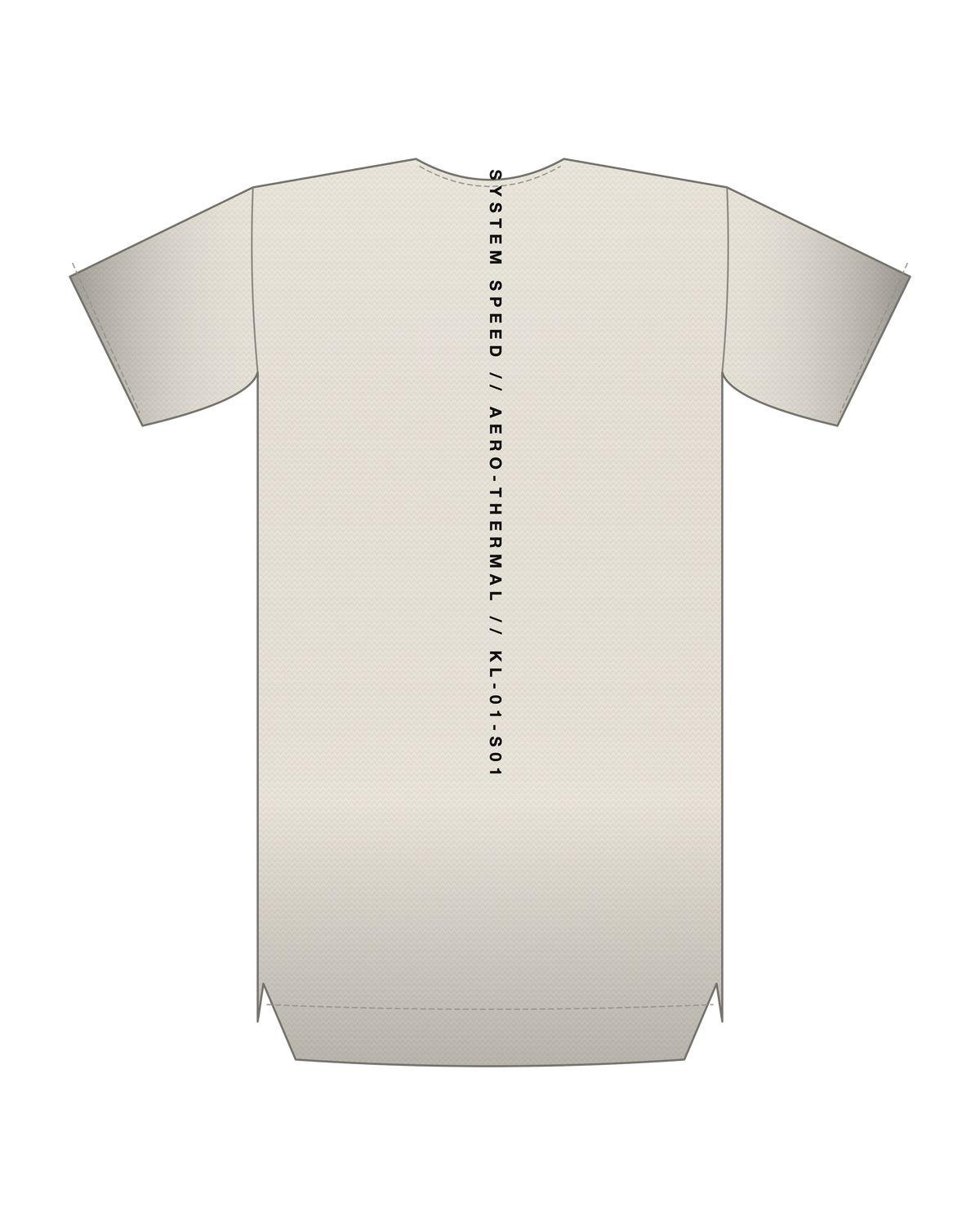 AD | ICONIQ AERO-01 Raw-Edge Tech Shell Short Sleeve — Bone / Chalk — back, pre-production visual