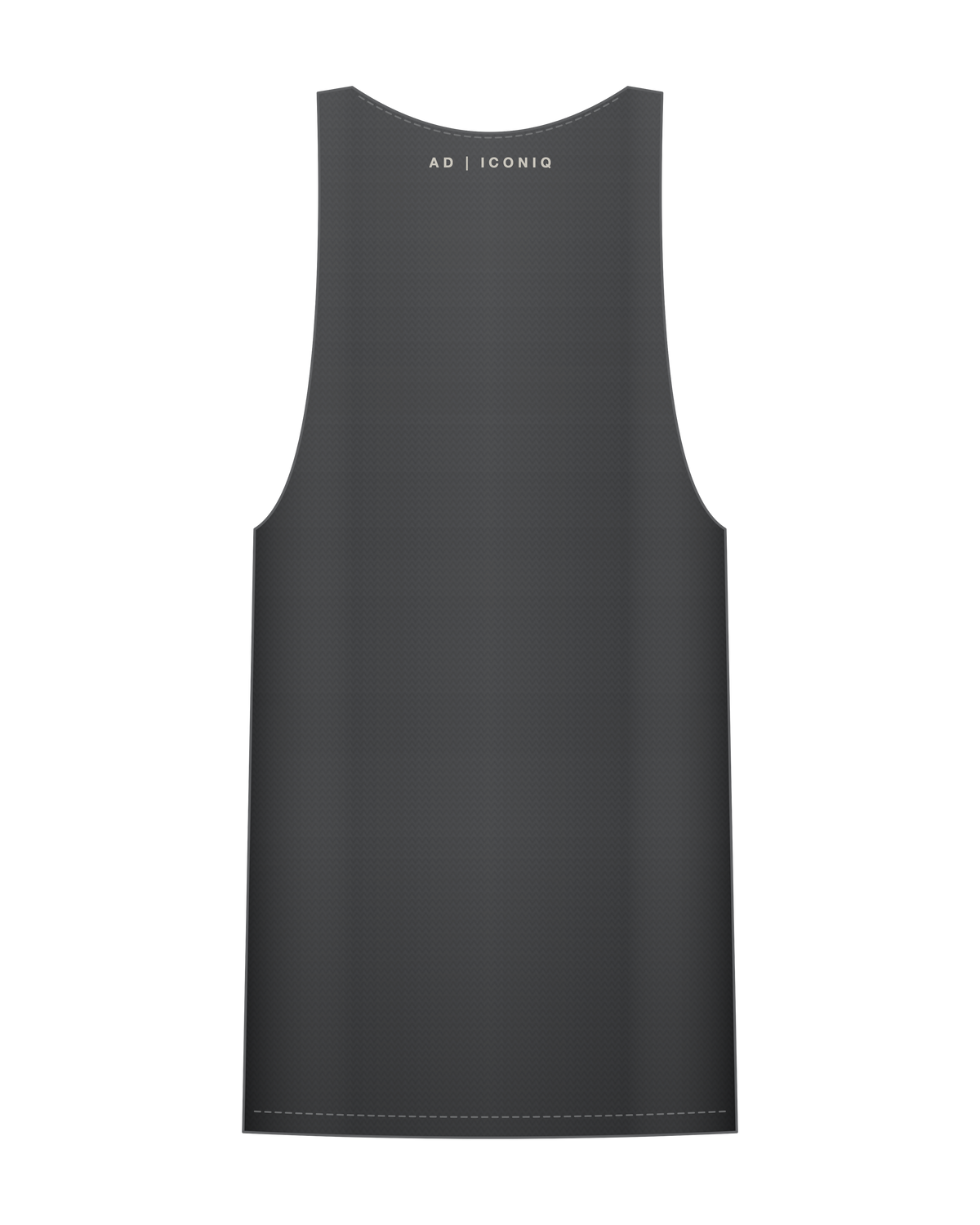 AD | ICONIQ AERO-02 Singlet — Raw Graphite — back, pre-production visual