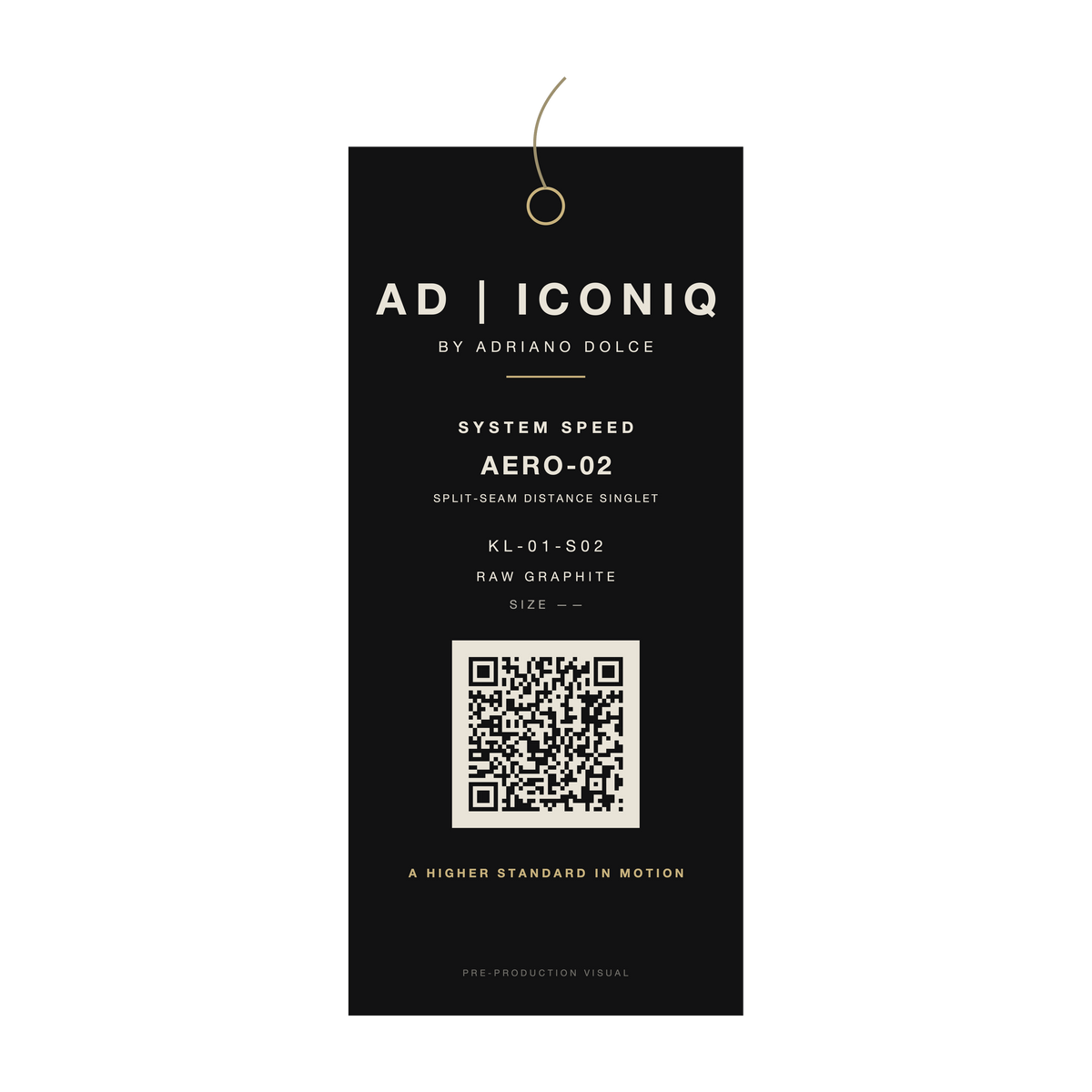 AD | ICONIQ AERO-02 — proposed hangtag, pre-production visual