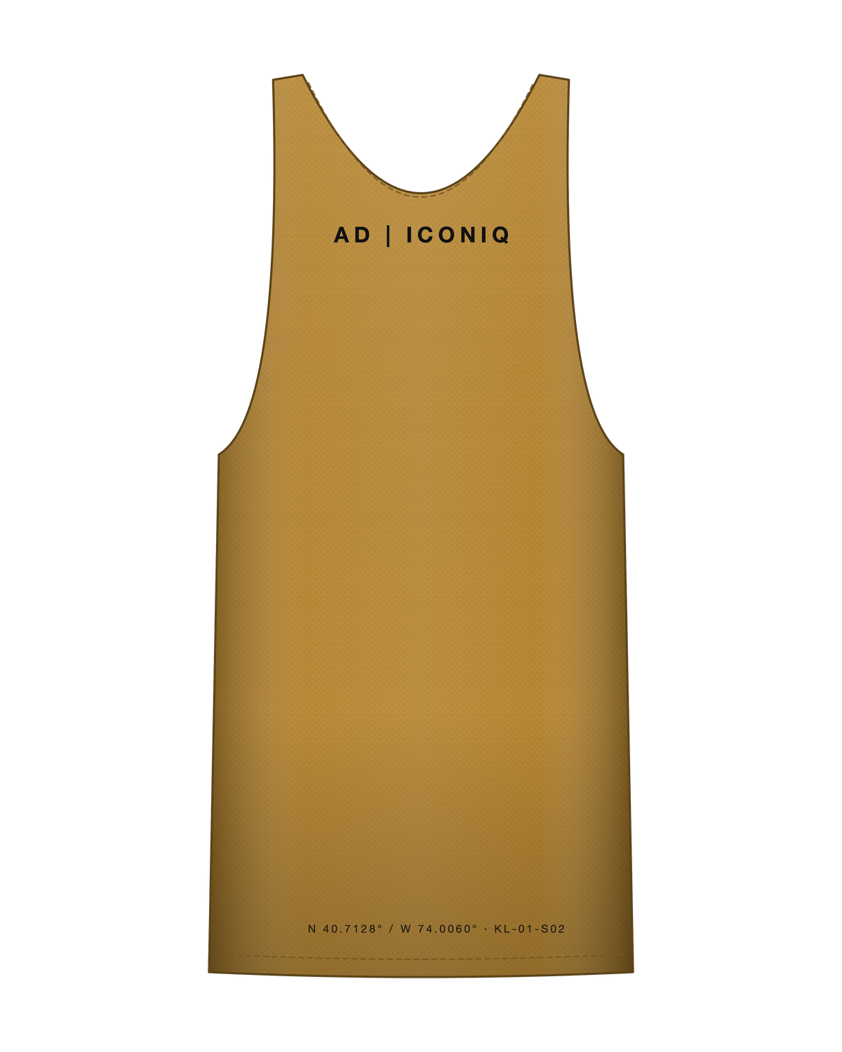 AD | ICONIQ AERO-02 Singlet — Signal Ochre — front, pre-production visual