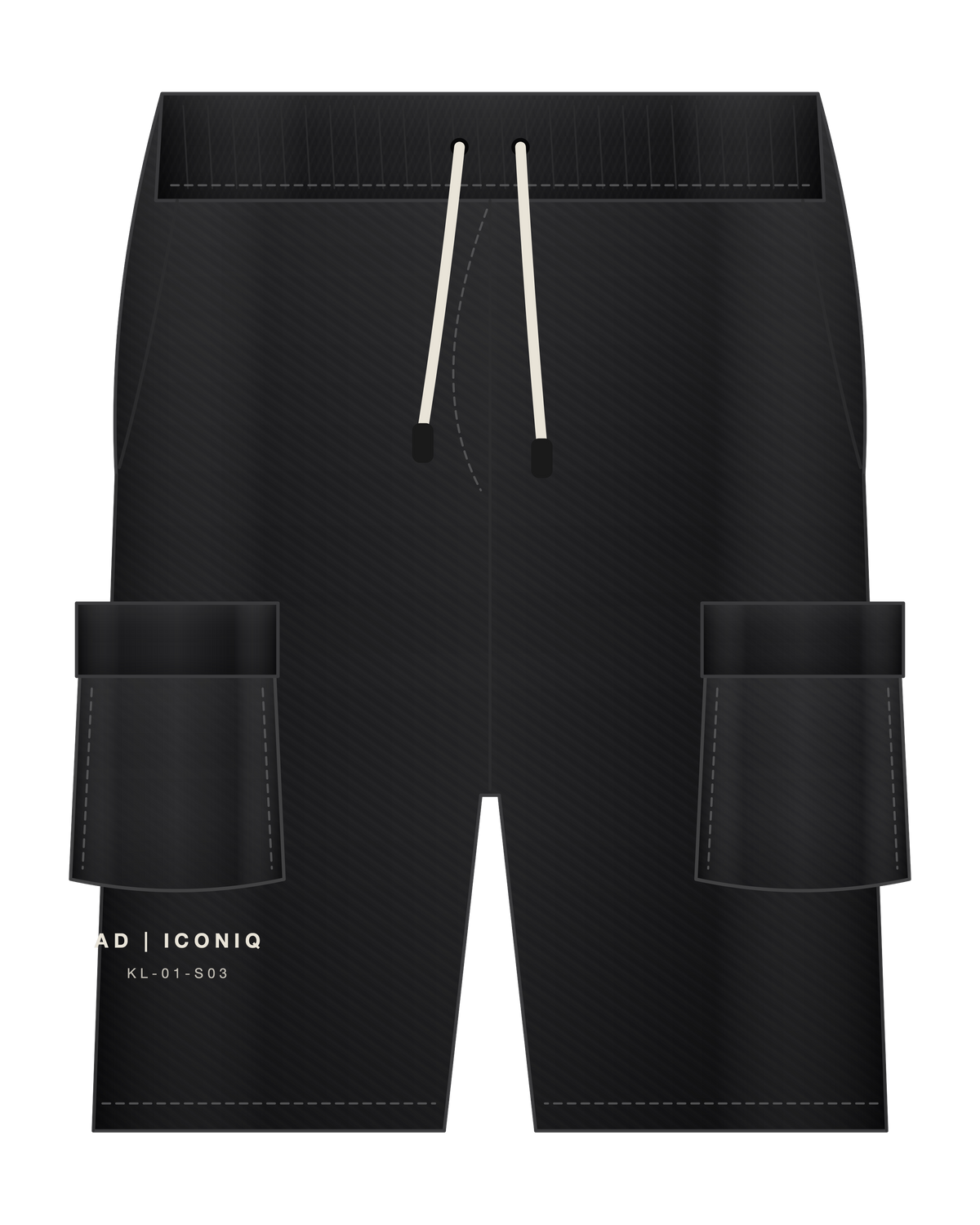 AD | ICONIQ AERO-03 Multi-Pocket Kinetic Utility Short — Void Black — front, pre-production visual