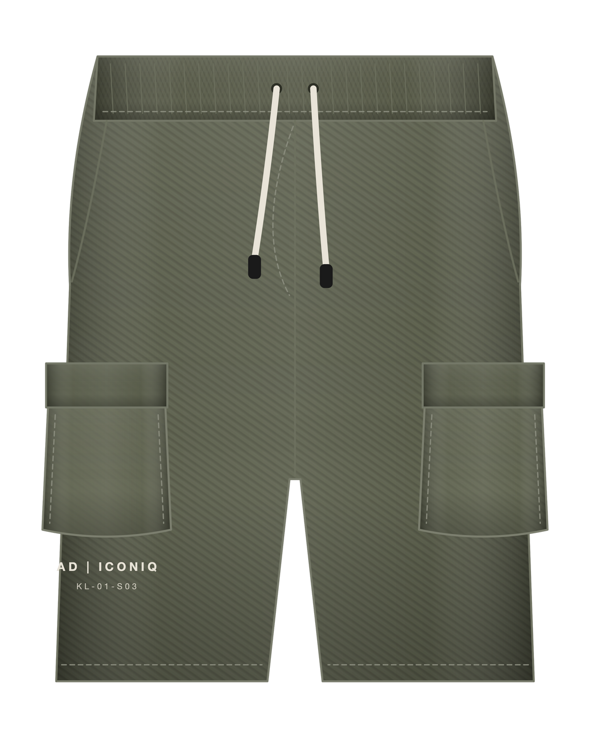 AD | ICONIQ AERO-03 Utility Short — Slate Olive — front, pre-production visual