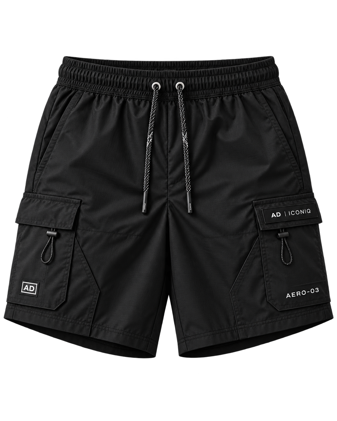 AD ICONIQ AERO-03 Multi-Pocket Kinetic Utility Short, front transparent product mockup
