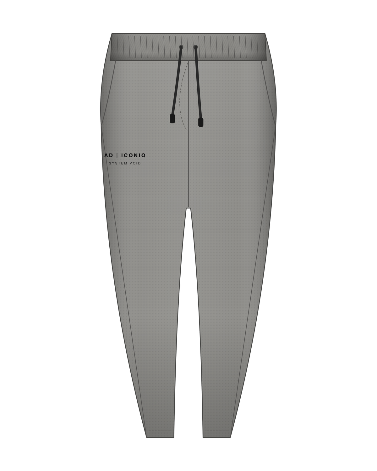 AD | ICONIQ VOID-02 Architectural Tapered Sweatpant — Concrete Grey — front, pre-production visual