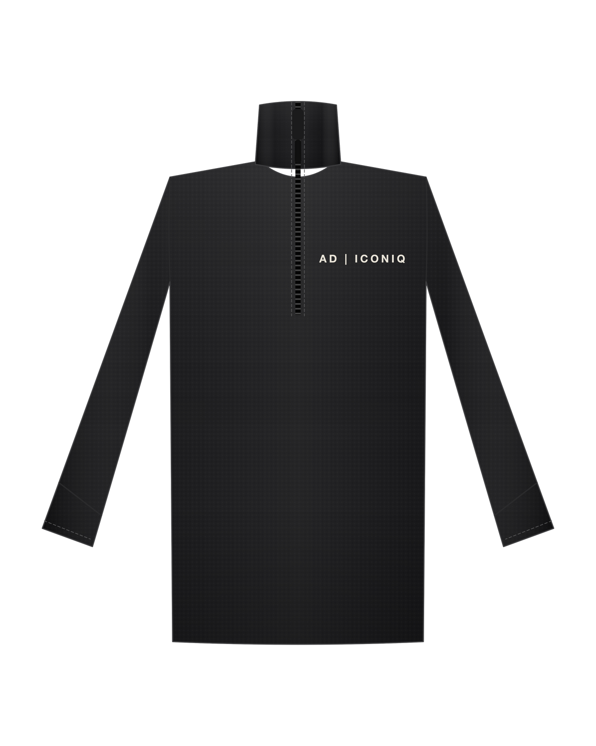 AD | ICONIQ VOID-03 Thermal Quarter-Zip Overshirt — Void Black — front, pre-production visual