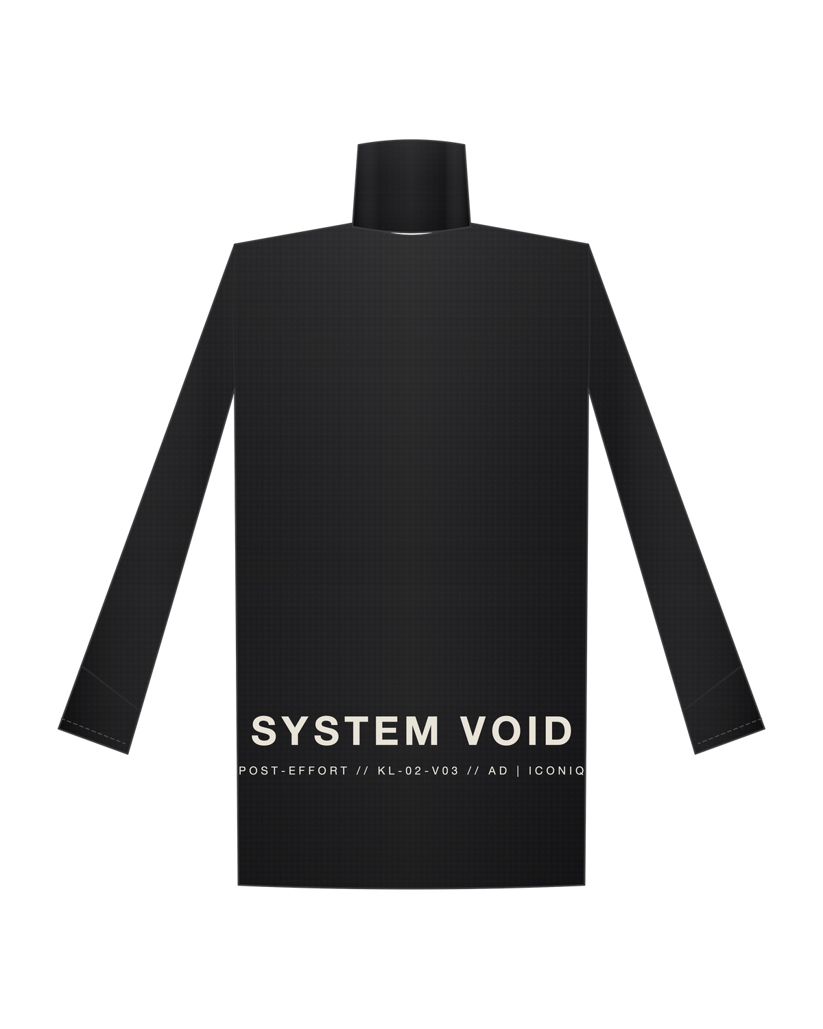 AD | ICONIQ VOID-03 Thermal Quarter-Zip Overshirt — Void Black — back, pre-production visual