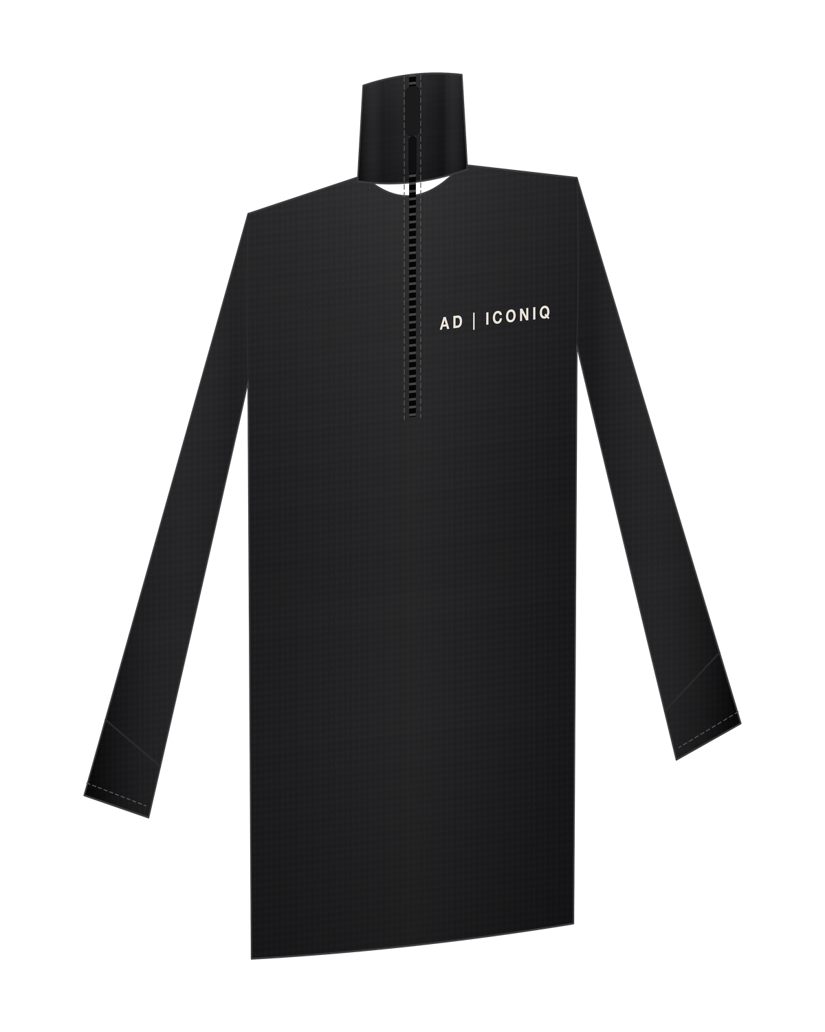 AD | ICONIQ VOID-03 Thermal Quarter-Zip Overshirt — Void Black — front 3/4, pre-production visual