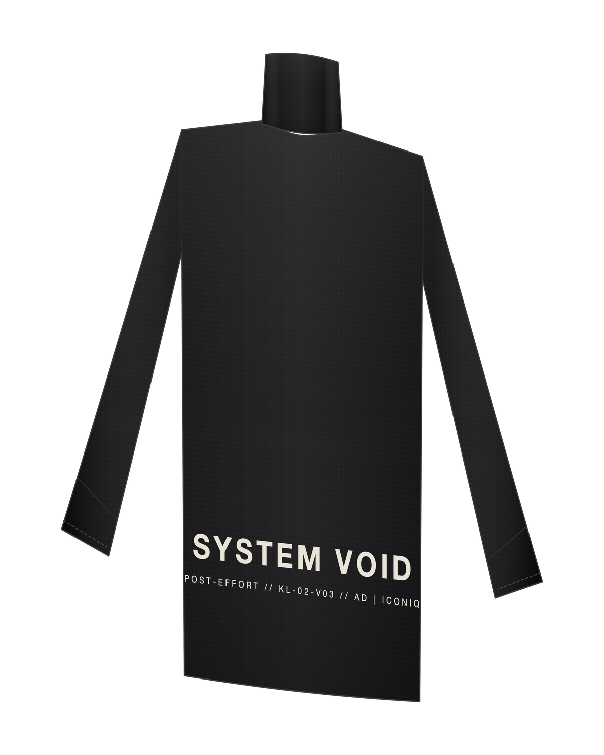 AD | ICONIQ VOID-03 Thermal Quarter-Zip Overshirt — Void Black — back 3/4, pre-production visual