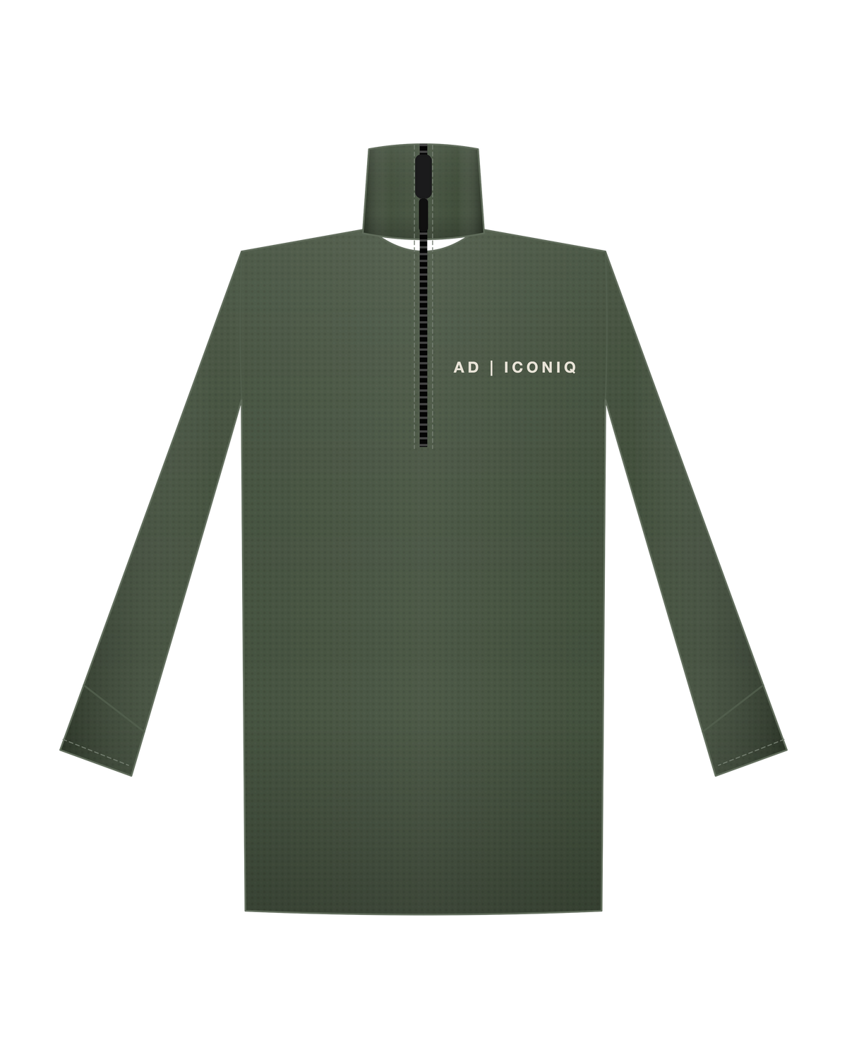 AD | ICONIQ VOID-03 Thermal Quarter-Zip Overshirt — Deep Moss — front, pre-production visual