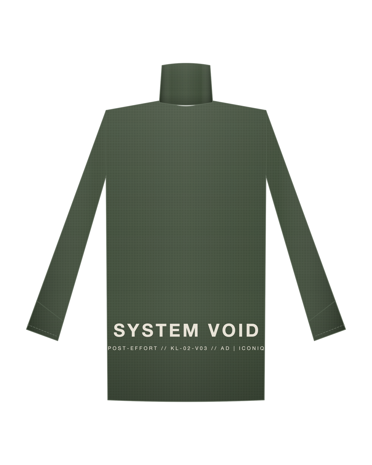 AD | ICONIQ VOID-03 Thermal Quarter-Zip Overshirt — Deep Moss — back, pre-production visual