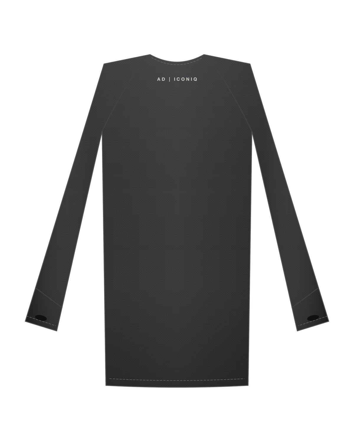 AD | ICONIQ STATIC-01 Longsleeve Velocity Grid — Mineral Wash Black — back, pre-production visual