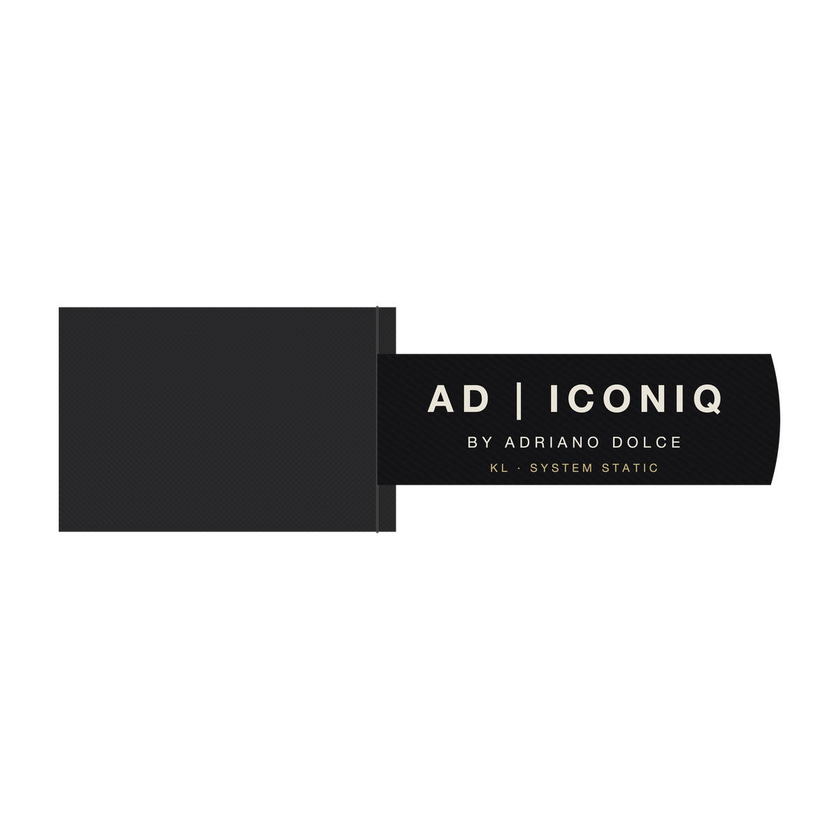 AD | ICONIQ STATIC-01 — proposed outside flag label, pre-production visual