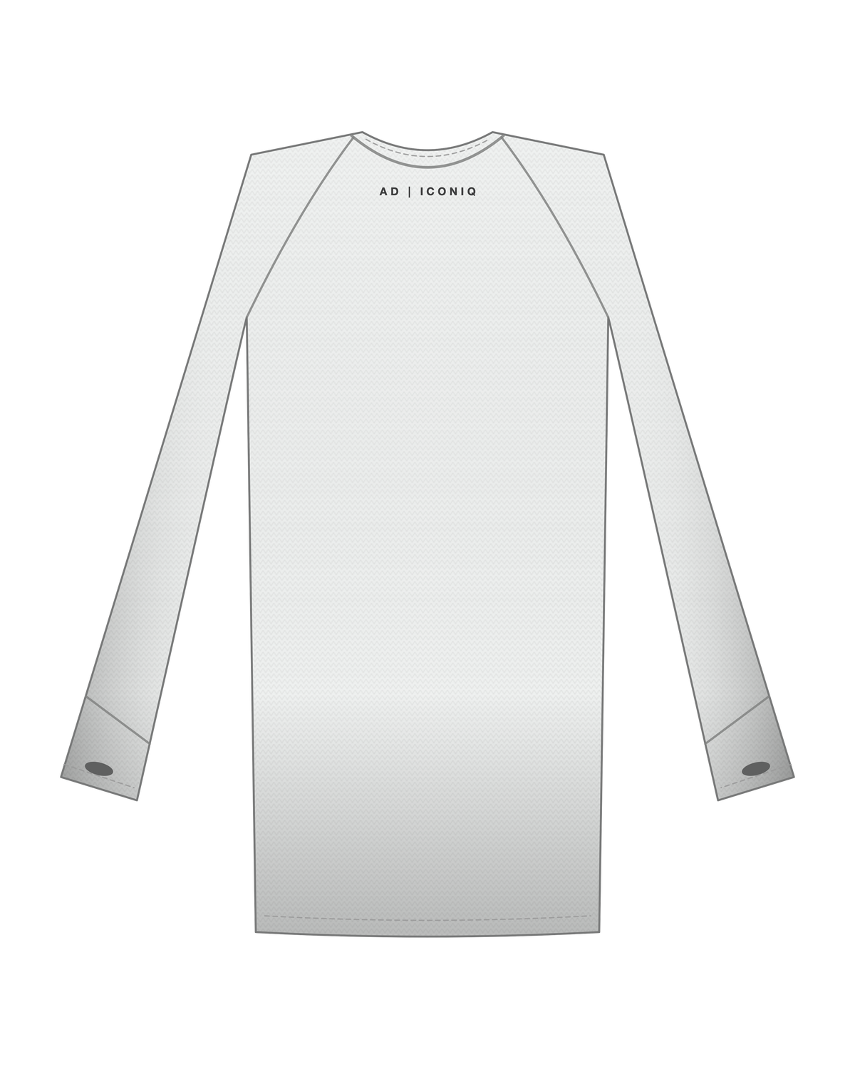 AD | ICONIQ STATIC-01 Longsleeve Velocity Grid — Glacial White — back, pre-production visual
