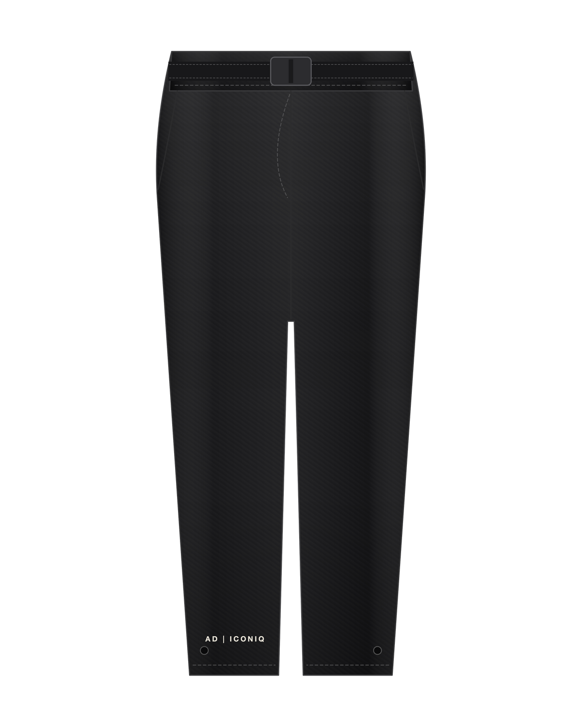 AD | ICONIQ STATIC-02 Relaxed Track Trouser — Void Black — front, pre-production visual