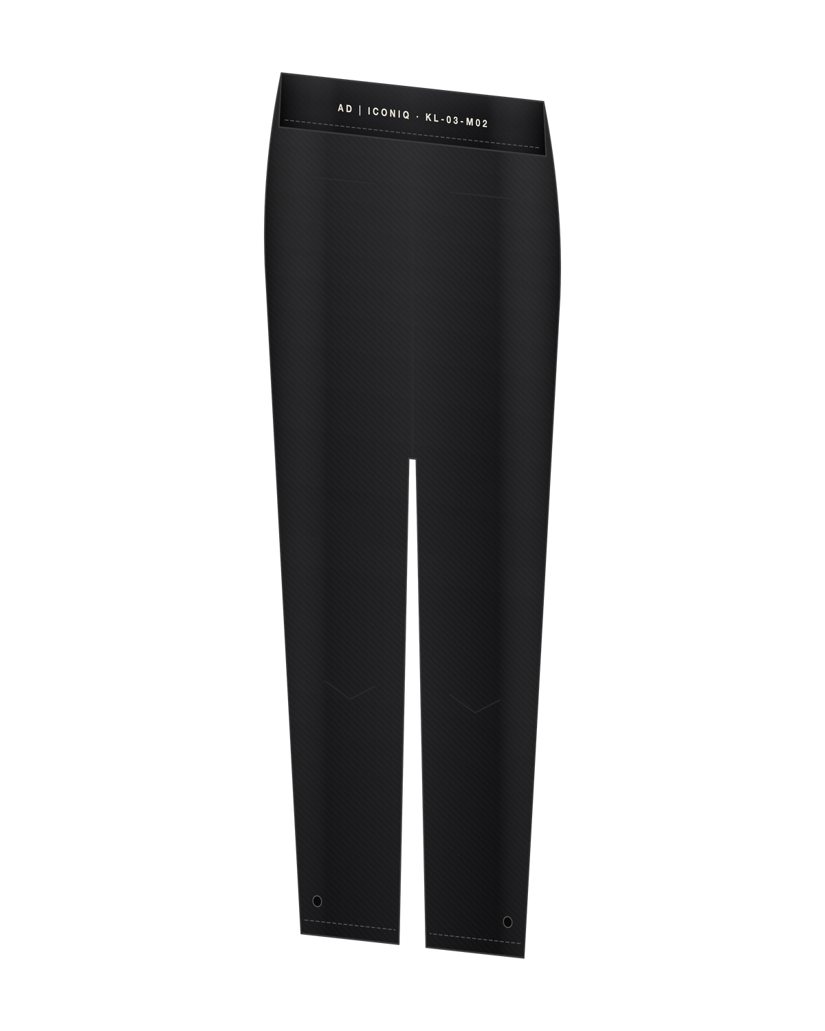 AD | ICONIQ STATIC-02 Relaxed Track Trouser — Void Black — back 3/4, pre-production visual