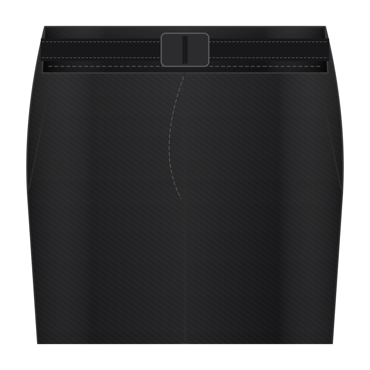 AD | ICONIQ STATIC-02 Relaxed Track Trouser — Void Black — waist detail, pre-production visual