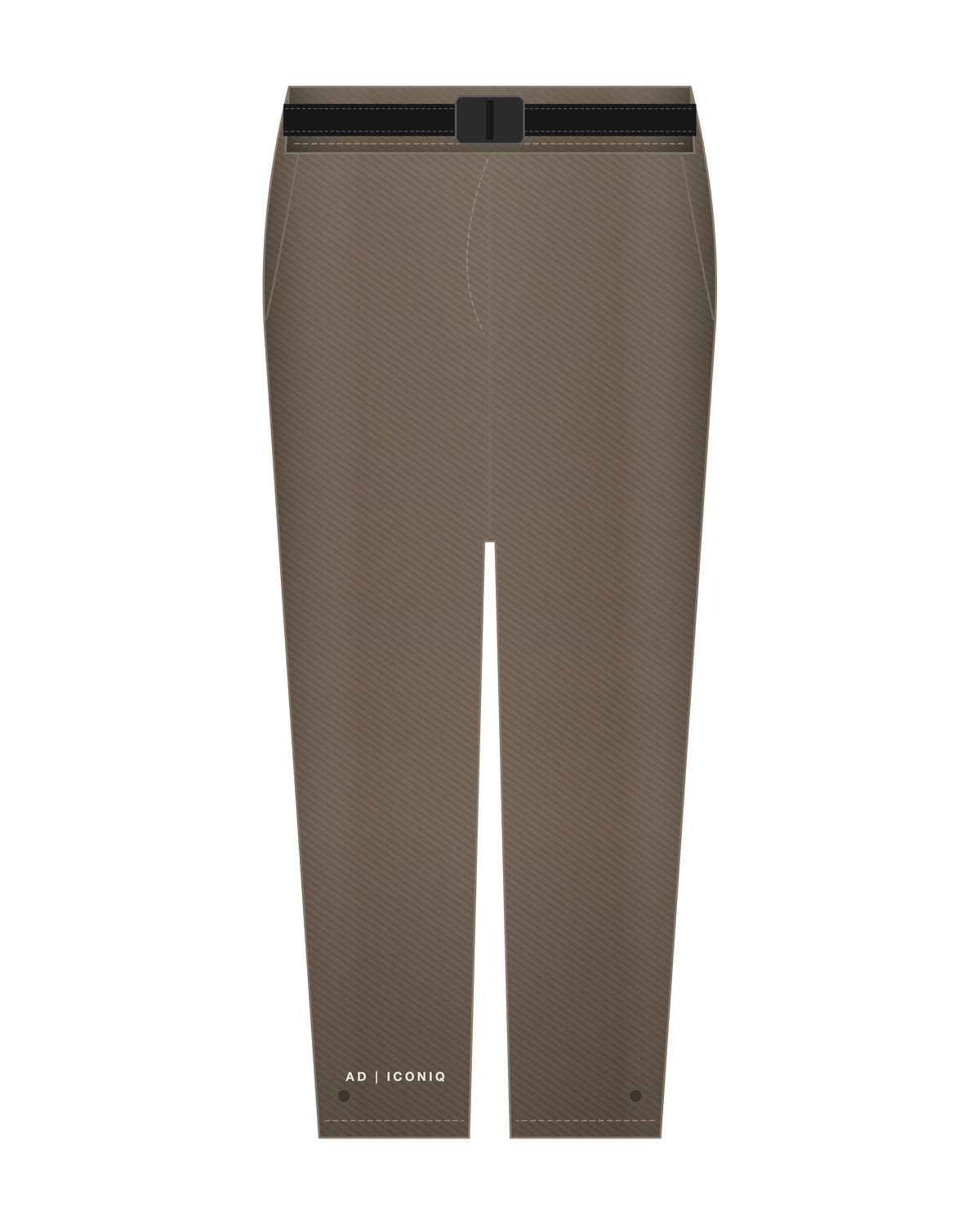 AD | ICONIQ STATIC-02 Relaxed Track Trouser — Ash Umber — front, pre-production visual