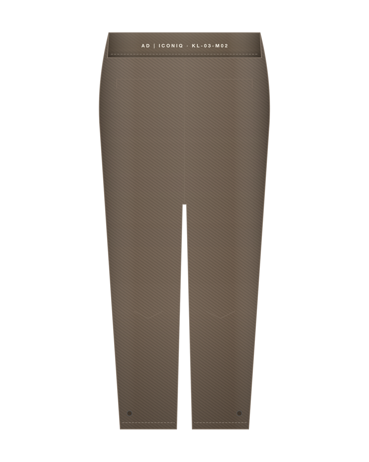 AD | ICONIQ STATIC-02 Relaxed Track Trouser — Ash Umber — back, pre-production visual