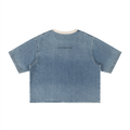 INDIGO — Raw-Hem Denim Boxy Tee