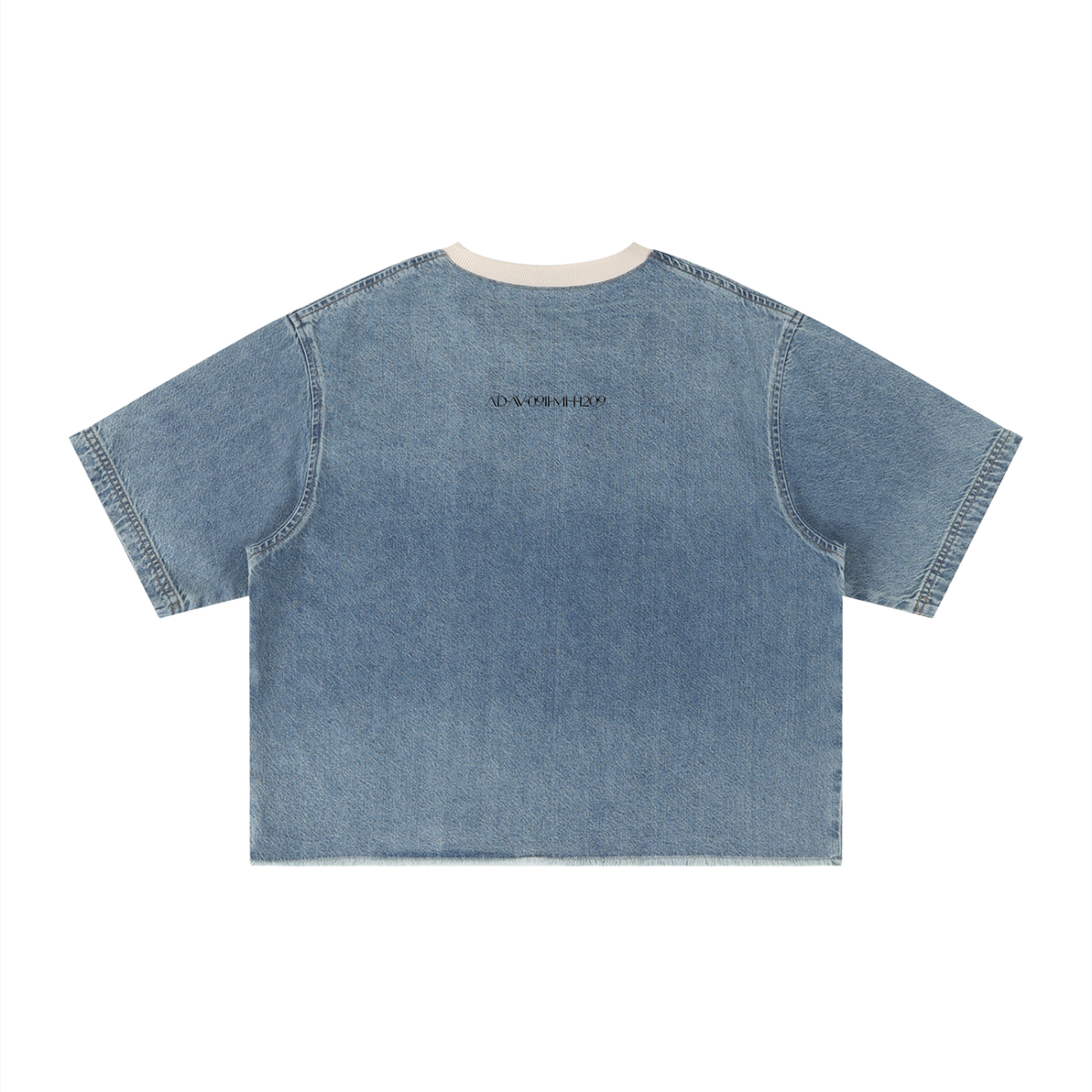 INDIGO — Raw-Hem Denim Boxy Tee