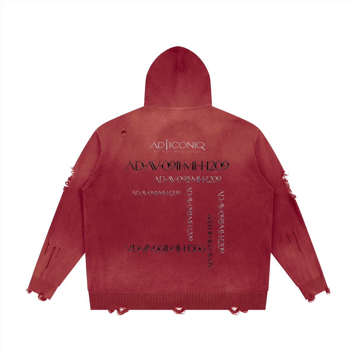 Distressed Full-Zip Hooded Sweater