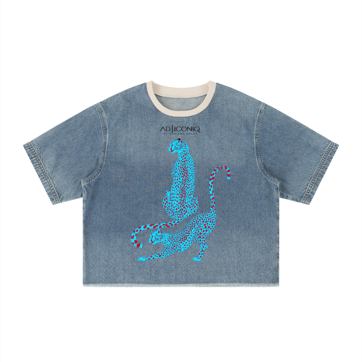 INDIGO — Raw-Hem Denim Boxy Tee