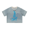 INDIGO — Raw-Hem Denim Boxy Tee