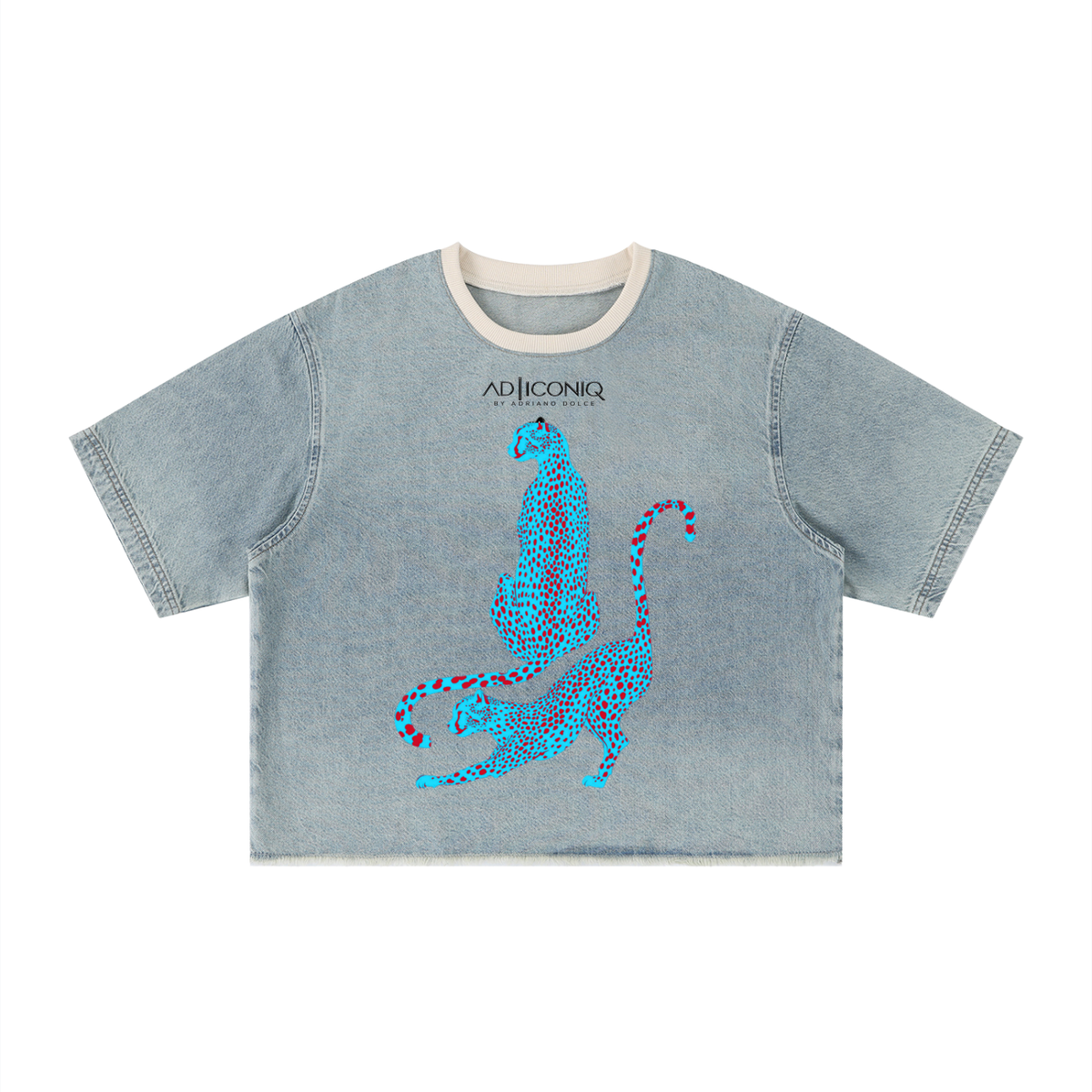 INDIGO — Raw-Hem Denim Boxy Tee